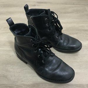 Born Black Leather Lace Up Ankle Booties